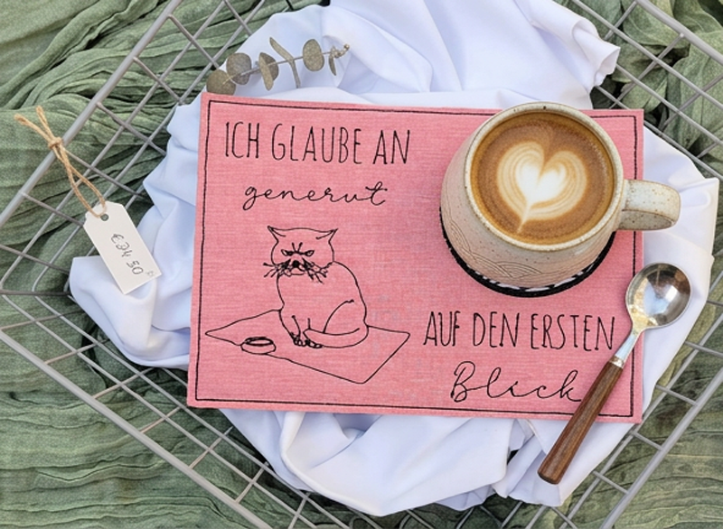 Preview: Ich glaube an genervt auf den ersten Blick MugRug - ITH-Stickdatei